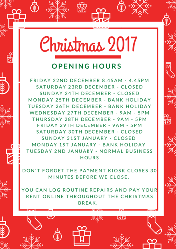 Christmas Opening Times